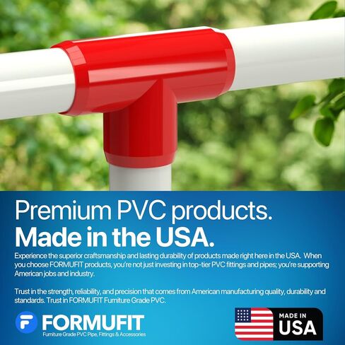 FORMUFIT 1-1/4" Tee Furniture Grade PVC Fitting in White, Made in USA, UV-Resistant, Impact-Proof, 1.660" Actual Socket Diameter (Pack of 4) - F114TEE-WH-4 in Kuwait