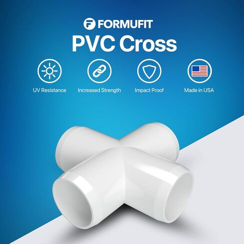 Formufit F034CRX-WH-8 Cross PVC Fitting ، درجة الأثاث ، الحجم 3/4 "، أبيض (حزمة 8) in Kuwait