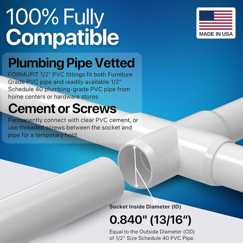 Formufit F034CRX-WH-8 Cross PVC Fitting ، درجة الأثاث ، الحجم 3/4 "، أبيض (حزمة 8) in Kuwait