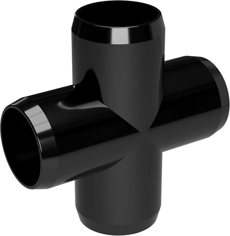 FORMUFIT F012CRX-BK-10 Cross PVC Fitting, Furniture Grade, 1/2" Size, Black (Pack of 10) in Kuwait