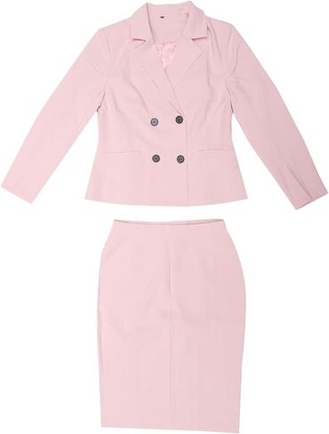 Allegra K 2 Piece Suit Skirt Business Set for Women's Long Sleeve Work Outfits Blazer Jacket Pencil Skirts Set in Kuwait
