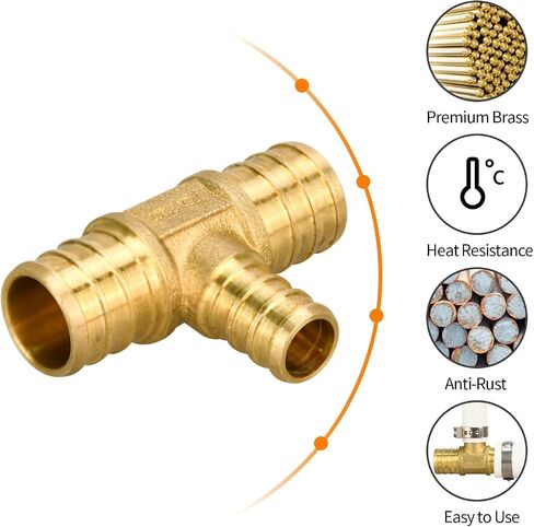 6 Pack PEX 3/4" × 1/2" Elbow Fittings, Brass Crimp for PEX Pipe in Plumbing Jobs in Kuwait