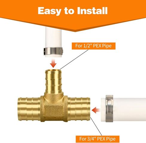 6 Pack PEX 3/4" × 1/2" Elbow Fittings, Brass Crimp for PEX Pipe in Plumbing Jobs in Kuwait