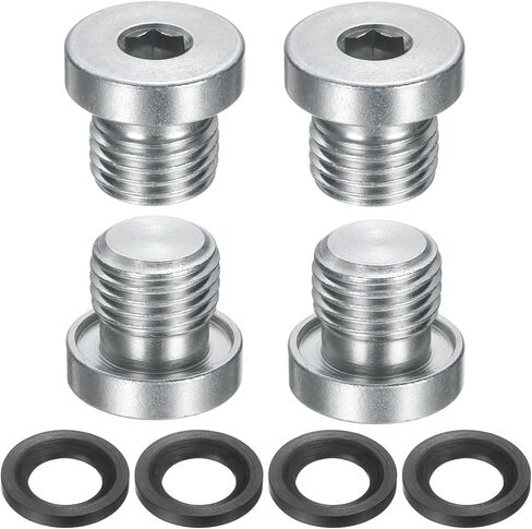 uxcell 4Pcs M12x1 Inner Hex Head Pipe Fitting Plug, Universal Carbon Steel Thread Socket Plug with Black O-Ring for Terminate Pipe Ends or Replacement Drains in Kuwait