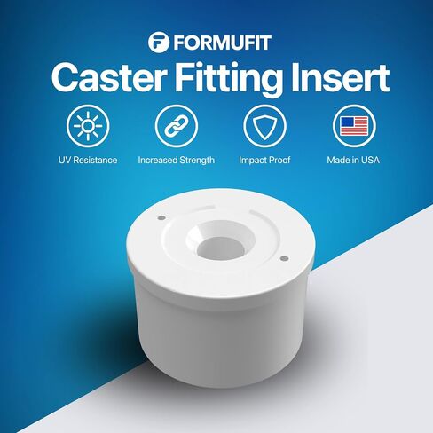 FORMUFIT 1-1/4" Caster PVC Fitting Adapter, Furniture Grade, White, Made in USA, UV-Resistant, Fits 1.660" Fitting Socket (4-Pack) - F114CF7-WH-4 in Kuwait