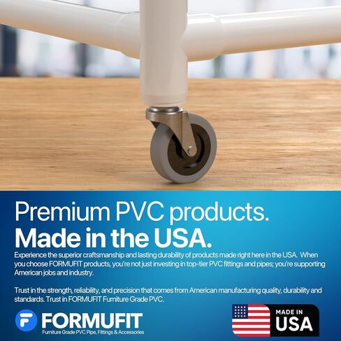 FORMUFIT 1-1/4" Caster PVC Fitting Adapter, Furniture Grade, White, Made in USA, UV-Resistant, Fits 1.660" Fitting Socket (4-Pack) - F114CF7-WH-4 in Kuwait