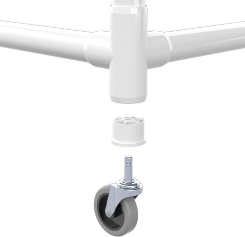 FORMUFIT 1-1/4" Caster PVC Fitting Adapter, Furniture Grade, White, Made in USA, UV-Resistant, Fits 1.660" Fitting Socket (4-Pack) - F114CF7-WH-4 in Kuwait