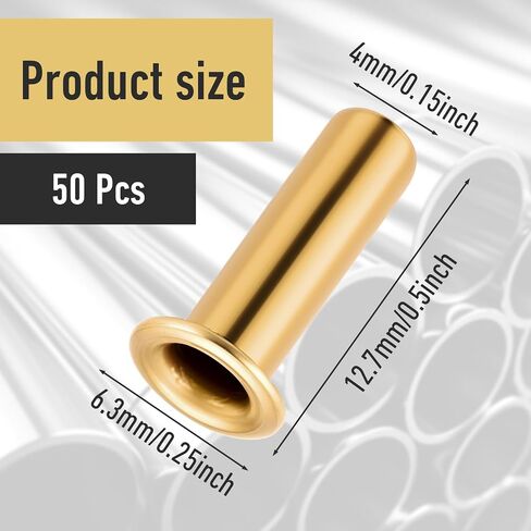 50 PCS 1/4" Tube Id Brass Compression Fitting, 4mm Tube Od Brass Compression Insert Tube Support Compression Sleeve Fitting, Brass Tubing, Gold in Saudi Arabia