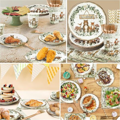300 PCS Safari Baby Shower Plates and Falkins (يقدم 50 ضيفًا) ، وقشات CAPS Cups Plates Forks ، ولوازم الحفلات ، وزينة استحمام الطفل في Jungle Safari in Kuwait