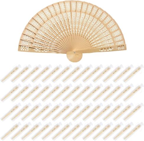 WYTAOHZL 6PCS Wooden Hand Fans 8Inch Handheld Folding Fans Wooden Fan with Bags Decorative Handheld Fan for Weddings Party Baby Shower in Saudi Arabia
