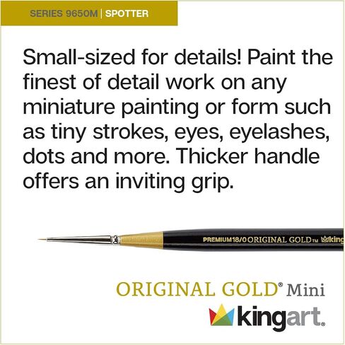 KINGART Premium Original Gold 9670M-5/0 Micro Detail TIGHTSPOT Detailer - Mini Thick Handle Series Artist Brush, Golden Taklon Synthetic Hair, for Acrylic, Watercolor, Gouache Painting, Size 5/0 in Saudi Arabia