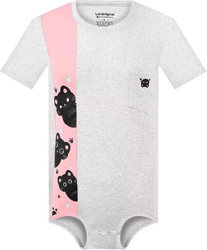 Men Print Onesie Snap Crotch Bodysuit Short Sleeve One Piece Pajamas Mens Romper in Saudi Arabia