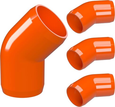 FORMUFIT 1" 45 Degree Furniture Grade PVC Fitting in Orange, Made in USA, UV-Resistant, Impact-Proof, 1.315" Actual Socket Diameter (Pack of 4) - F00145E-OR-4 in Kuwait