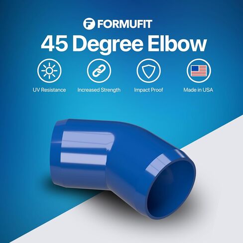 FORMUFIT 1" 45 Degree Furniture Grade PVC Fitting in Orange, Made in USA, UV-Resistant, Impact-Proof, 1.315" Actual Socket Diameter (Pack of 4) - F00145E-OR-4 in Kuwait