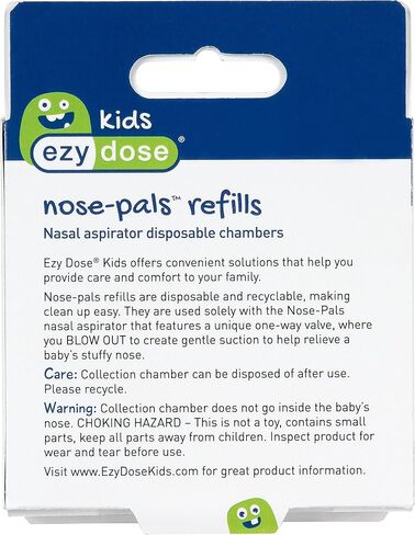 Ezy Dose Kids Nasal Aspirator, Sinus Relief and Mucus Sucker for Baby and Toddler, Nose-Pals, 4 Disposable Storage Chambers, Convenient and Easy to Use, Kid Friendly Design, BPA Free in Saudi Arabia