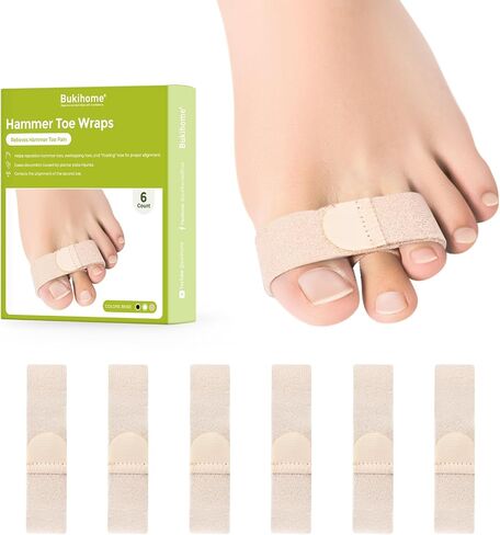 Bukihome Hammer Toe Straightener - Reusable Fabric Toe Wraps Protect and Straighten Hammertoes - Toe Corrector for Men and Women - Realign Bent, Curled, Crooked, Claw, Hammer Toes (Dark Gray, 6 Pack) in Kuwait