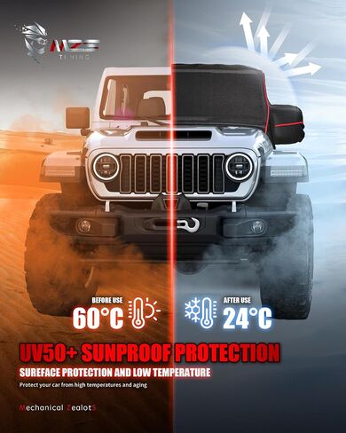 MZS Cab Cover Compatible with Gladiator JT 4 Door 2020-2025, 600D Waterproof Gladiator Cover with Driver Door Zipper 6 Gust Hook Car Half Cover Windproof Sun Snow Rain Scratch Protection Cover in Kuwait