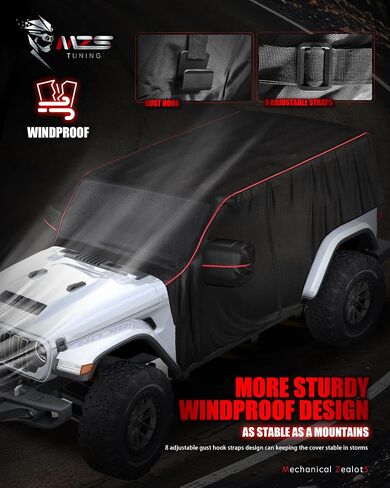 MZS Cab Cover Compatible with Gladiator JT 4 Door 2020-2025, 600D Waterproof Gladiator Cover with Driver Door Zipper 6 Gust Hook Car Half Cover Windproof Sun Snow Rain Scratch Protection Cover in Kuwait