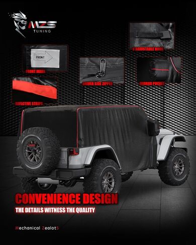 MZS Cab Cover Compatible with Gladiator JT 4 Door 2020-2025, 600D Waterproof Gladiator Cover with Driver Door Zipper 6 Gust Hook Car Half Cover Windproof Sun Snow Rain Scratch Protection Cover in Kuwait