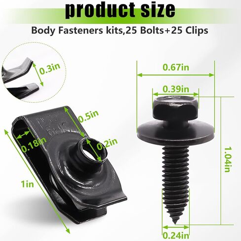 mxuteuk 50PCS 1/4 U-Nut Clips & Hex Head Automotive Body Fender Bolts Kit,for Most Cars Fender,Engine Undertray Cover, Engine Cover & Bumper Fender Liner in Saudi Arabia