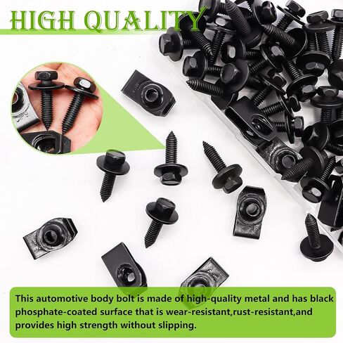 mxuteuk 50PCS 1/4 U-Nut Clips & Hex Head Automotive Body Fender Bolts Kit,for Most Cars Fender,Engine Undertray Cover, Engine Cover & Bumper Fender Liner in Saudi Arabia