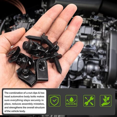 mxuteuk 50PCS 1/4 U-Nut Clips & Hex Head Automotive Body Fender Bolts Kit,for Most Cars Fender,Engine Undertray Cover, Engine Cover & Bumper Fender Liner in Saudi Arabia