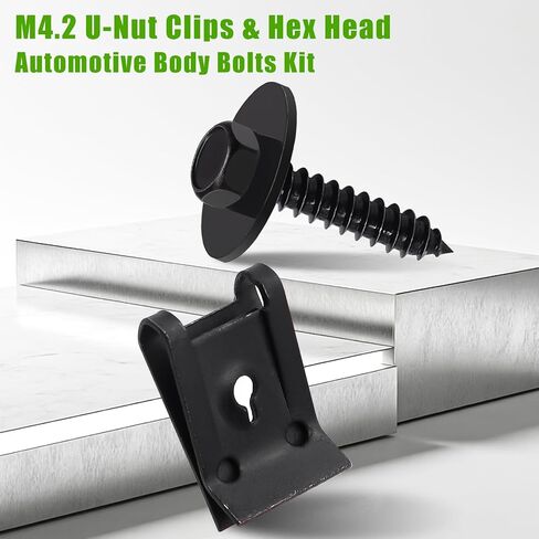 mxuteuk 50PCS 1/4 U-Nut Clips & Hex Head Automotive Body Fender Bolts Kit,for Most Cars Fender,Engine Undertray Cover, Engine Cover & Bumper Fender Liner in Saudi Arabia