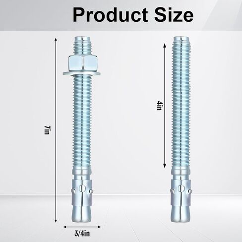 Shimeyao 20 Pack 3/4'' x 7'' Wedge Anchors Zinc Plated Concrete Anchors for 2 Post Car Lift Carbon Steel Fastener for Concrete Installation with Nuts and Washers in Saudi Arabia