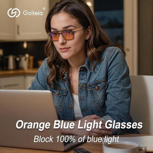 Goiteia Blue Light Blocking Glasses-Orange/Pink/Red Blue Light Glasses for Men Women, Easier Sleep and Migraine Relief in Kuwait