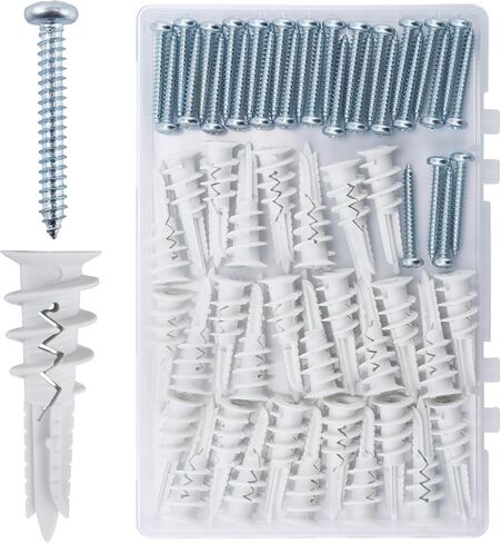 60pcs الحفر الذاتي حفر الجدران الجافة ومسامير #8 ، مرساة الجدران لجدران الجدران الثقيلة التي تصل إلى 75 رطل ، لا حفرة ما قبل الحفر المطلوبة ، مسامير الجدار الجاف ومجموعة المرساة in Kuwait