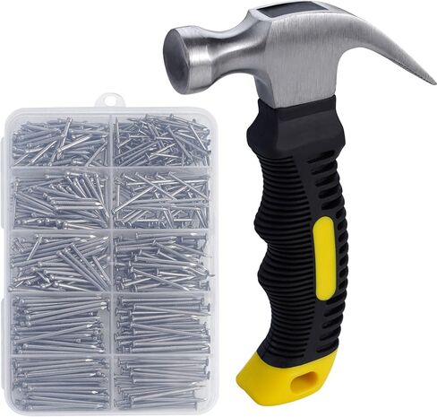 580pcs مسامير صغيرة و 10 أوقية 3rd Gen Mini Hammer - مجموعة معلقة صورة: 290 التشطيب و 290 أظافر الجدار للصور المعلقة ، ديكور الجدار in Saudi Arabia