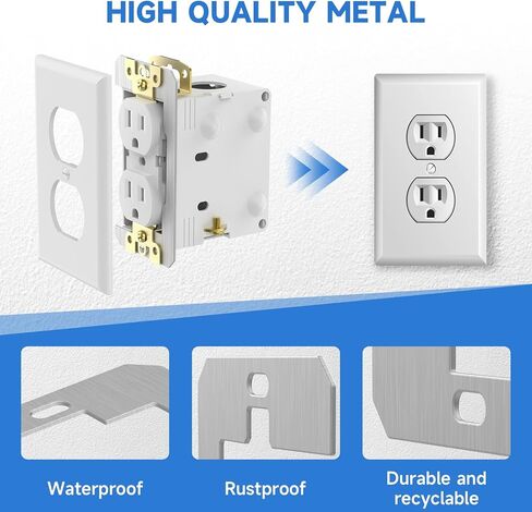 10 Pcs Wall Plate Spacer,Spacers for Electrical Outlets, Metal Flush Fit Device Leveling Plates for Electrical Outlet Repair, Fix Loose Outlets and Electrical Boxes in Saudi Arabia