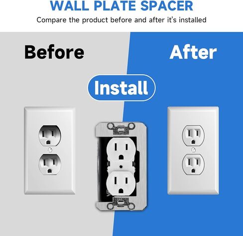 10 Pcs Wall Plate Spacer,Spacers for Electrical Outlets, Metal Flush Fit Device Leveling Plates for Electrical Outlet Repair, Fix Loose Outlets and Electrical Boxes in Saudi Arabia