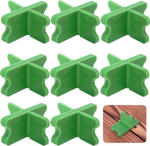 8 Pcs ABS Deck Spacer Tool,4 Thicknesses Deck Board Spacers(1/16", 1/8", 3/16", 1/4"),Green Deck Spacers Assorted for Pressure Treated Composite Decking in Saudi Arabia