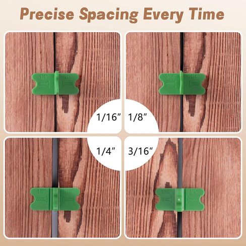 8 Pcs ABS Deck Spacer Tool,4 Thicknesses Deck Board Spacers(1/16", 1/8", 3/16", 1/4"),Green Deck Spacers Assorted for Pressure Treated Composite Decking in Saudi Arabia