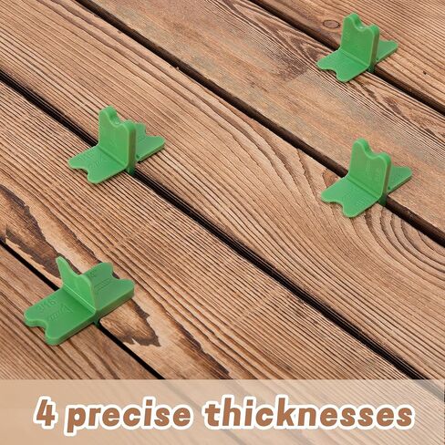 8 Pcs ABS Deck Spacer Tool,4 Thicknesses Deck Board Spacers(1/16", 1/8", 3/16", 1/4"),Green Deck Spacers Assorted for Pressure Treated Composite Decking in Saudi Arabia