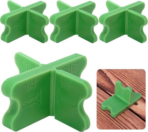 8 Pcs ABS Deck Spacer Tool,4 Thicknesses Deck Board Spacers(1/16", 1/8", 3/16", 1/4"),Green Deck Spacers Assorted for Pressure Treated Composite Decking in Saudi Arabia