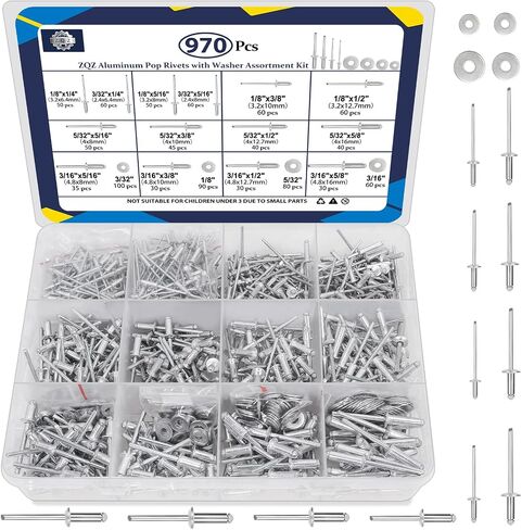 ZQZ 680pcs البوب البوب من الفولاذ المقاوم للصدأ ، 8 أحجام من المسامير غير القابل للصدأ مع 1/8 "5/32" in Saudi Arabia