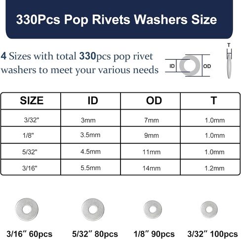 ZQZ 680pcs البوب البوب من الفولاذ المقاوم للصدأ ، 8 أحجام من المسامير غير القابل للصدأ مع 1/8 "5/32" in Saudi Arabia