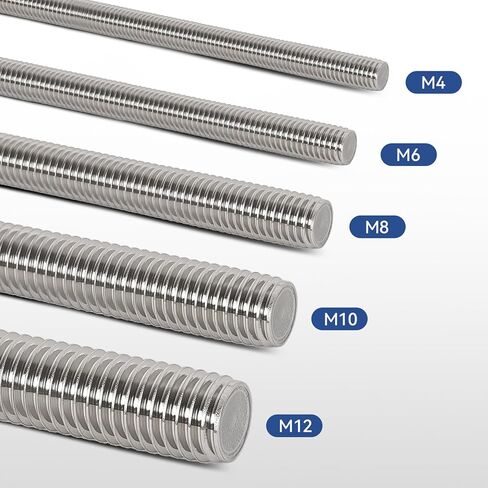 4 PCS 304 VESET Stefless M6 قضيب ملولب بالكامل ، 10 "(255 ملم) قضيب ملولب طويل ، خيوط اليد اليمنى ， مع المكسرات (4 ، M6x255mm) in Kuwait