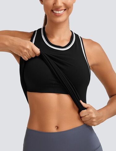 MathCat Workout Tank Tops for Women Racerback Basic Athletic Tanks Seamless Muscle Running Yoga Tops with Built in Bra Deep Pink in Saudi Arabia