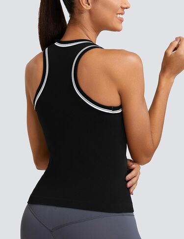 MathCat Workout Tank Tops for Women Racerback Basic Athletic Tanks Seamless Muscle Running Yoga Tops with Built in Bra Deep Pink in Saudi Arabia