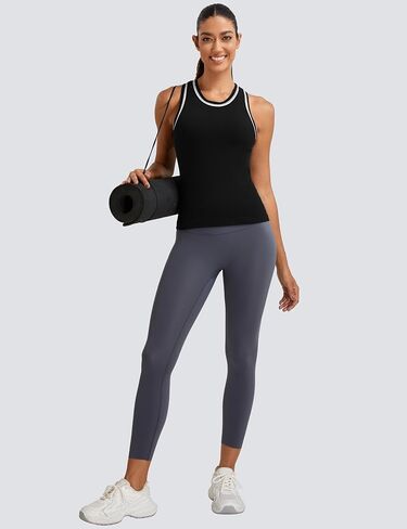MathCat Workout Tank Tops for Women Racerback Basic Athletic Tanks Seamless Muscle Running Yoga Tops with Built in Bra Deep Pink in Saudi Arabia