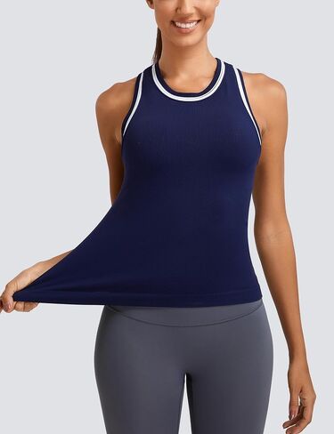 MathCat Workout Tank Tops for Women Racerback Basic Athletic Tanks Seamless Muscle Running Yoga Tops with Built in Bra Deep Pink in Saudi Arabia