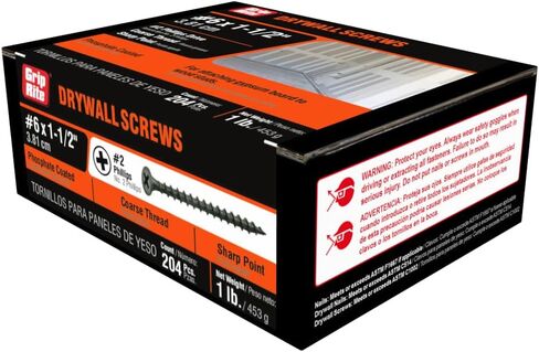 Grip-Rite 112CDWS1#6 X 1-1/2 "Phillips Bugle Head Thread Thread Point Point Drywall Screw ، 1LB Box in Saudi Arabia