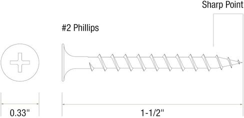 Grip-Rite 112CDWS1#6 X 1-1/2 "Phillips Bugle Head Thread Thread Point Point Drywall Screw ، 1LB Box in Saudi Arabia