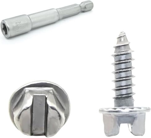 Self-Tapping Gutter Screws White Painted Slotted Hex Washer Head #8 x 1/2" Zinc Plated Finish, Includes 1/4" Magnetic Hex Driver - for Gutter Install in Saudi Arabia
