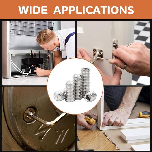 360 Pcs 25 Size Set Screw Assortment Kit Metric & SAE Allen Set Screws for Bathroom Fixture 304 Stainless Steel Internal Hex Drive Cup-Point for Door Knob, Faucets(M3-M8, 1/8"-40 to 5/16"-18) in Saudi Arabia