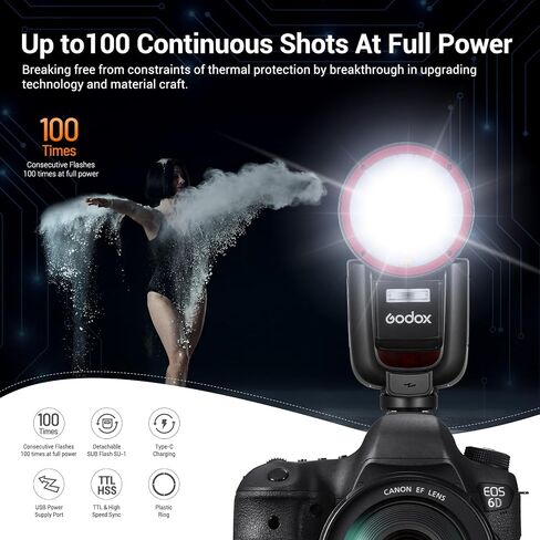 GODOX V1 Pro O V1Pro-O Round Head Camera Flash, 2.4G TTL Flash Speedlite HSS 1/8000s, 2980mAh Li-ion Battery, Detachable Flash SU-1, External Flash Compatible for Olympus Panasonic Camera(USA Version) in Saudi Arabia