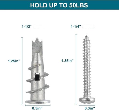 Sonash 10 Pack Self-Drywall مرساة ومسامير طقم 50 رطلاً #8 × 1-1/4 in Saudi Arabia